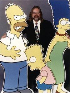 Matt Groening, creator of The Simpsons, with characters 鶹Լr and Marge and Bart