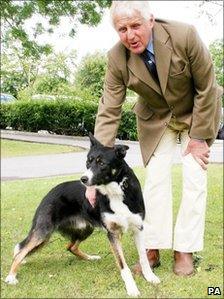 John Bell and Ron the sheepdog