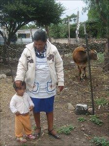 Rosa Casas with her granddaughter