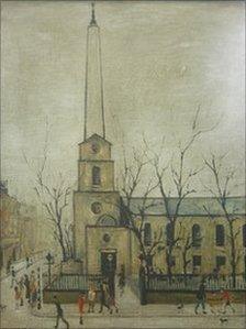 A photograph of the St Luke's Church print