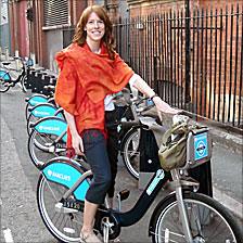 Cyclist Jane Mower on hire bike