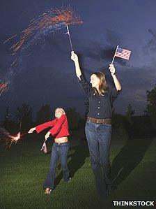 Mother and daughter with sparklers