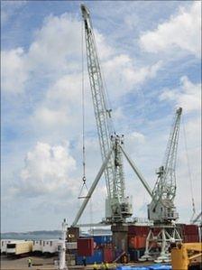 St Peter Port harbour cranes