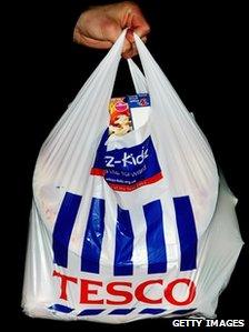 A Tesco carrier bag