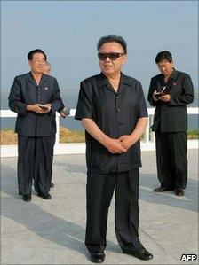 Undated image from KCNA news agency shows Kim Jong-il visiting North Pyongan Province on 17 July 2010