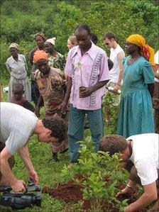 University of Wales Trinity Saint David students at the Lampeter Community Carbon Link project in Bore, Kenya