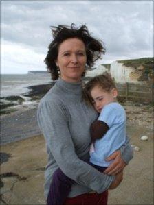 Stephanie Fawbert with her daughter Gwen who was born in the cottage