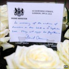 Roses with prime minister's note