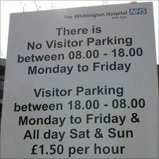 A hospital car park sign