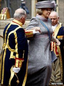 Queen Beatrix arrives for the opening of parliament in The Hague, 21 September