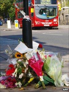 Flowers at crash scene