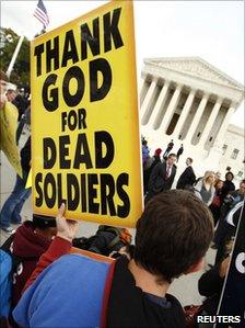 Church members outside the Supreme Court building