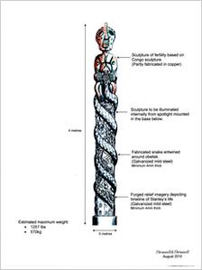 An artist's impression of the Stanley "totem pole"