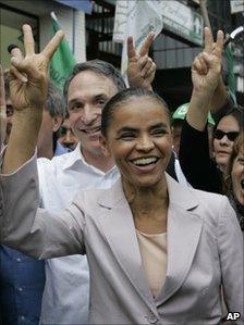 Marina Silva campaigning on the outskirts of Sao Paulo last month