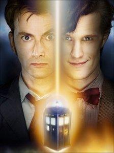 Former Doctor Who David Tennant and current incumbent Matt Smith