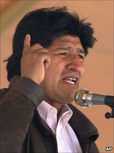 President Evo Morales addresses a crowd