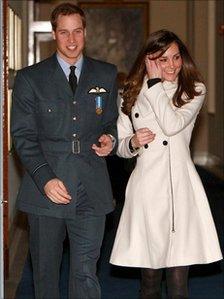 Prince William and Kate Middleton at RAF Cranwell, Lincolnshire, after William received his RAF wings from his father the Prince of Wales.