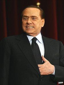 Prime Minister Silvio Berlusconi pictured in L'Aquila, Italy, on 9 November 2010