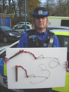 PCSO Wendy Eaglestone with illegal snares