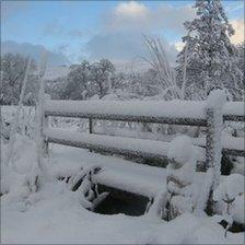 Snowy scene in Castleton