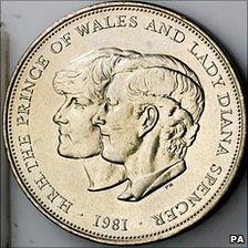 Royal Mint commemorative £5 coin for the marriage of the Prince of Wales and Lady Diana Spencer