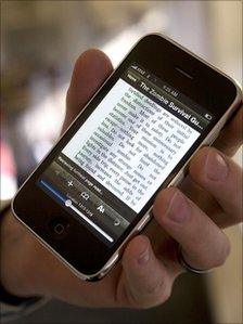 Someone using Amazon's Kindle for iPhone app