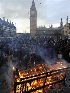 Student protesters in London on 9 December 2010