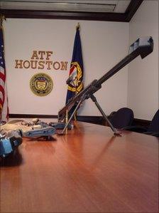 An automatic weapon sitting at an ATF office in Houston