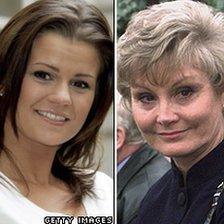 Kerry Katona (left) and Angela Rippon