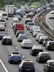 Bank holiday traffic jam on the M4