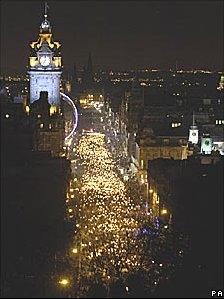 Torchlight procession in Edinburgh