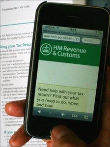 HMRC website viewed on a smart-phone