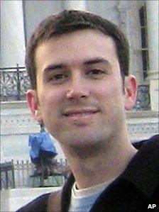 In this January 2009 photo provided by the office of Gabrielle Giffords, aide Gabe Zimmerman is seen in front of the US Capitol in Washington