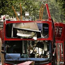 The bombed bus in Tavistock Square