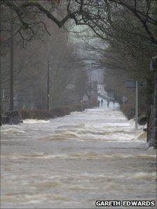 Flooding in Llanrwst, Conwy at the weekend