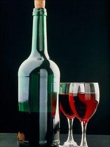 bottle of wine and glasses