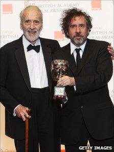 Sir Christopher Lee with Tim Burton