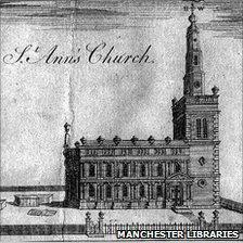 A sketch of St Ann's Church from 1741