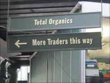 Sign in Borough Market reading 'more traders this way'