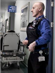 police officer in a hospital