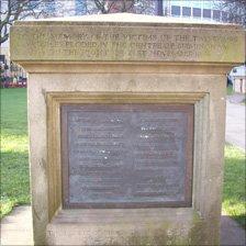 Memorial to victims of the Birmingham bombings outside St Philips Cathedral