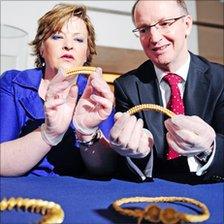 Fiona Hyslop and Dr Gordon Rintoul with the torcs