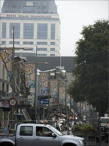 The damaged central business district of Christchurch