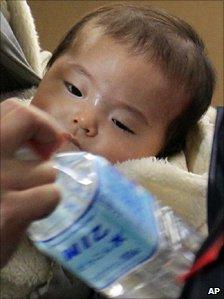 Bottled water distributed in Tokyo