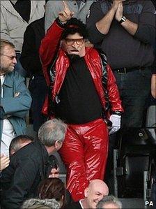 Fan dressed as Michael Jackson at Fulham's game on Sunday