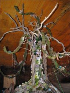 The fantasy tree is made with driftwood