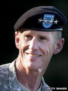 Gen Stanley McChrystal at his retirement ceremony in July