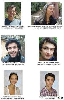 A French police handout showing the missing family