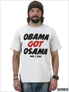 A man wearing a t-shirt with the slogan 'Obama got Osama, May 1, 2011'