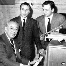 Arthur Laurents with Richard Rodgers (l) and Stephen Sondheim (r) in 1964